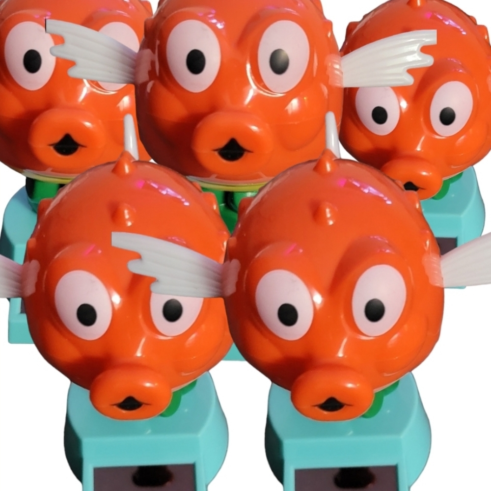 5-Sun-Catcher Solar Powered Dancing Blowfish, 1 Kayaker & 1 Man On Tree -TOTAL 7